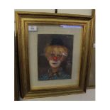 ELIO VITALI, SIGNED TOP RIGHT, OIL ON BOARD, Head study of a Clown, 9 1/2" x 7"