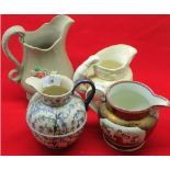 Mixed Lot: 19th century Staffordshire jug with serpent-shaped handle, further Victorian copper