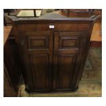 19th century oak double door corner cabinet with three shelf interior, 32" wide