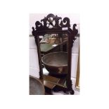 Georgian style mahogany framed fretwork wall mirror, with central ho-ho bird (A/F)