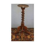 Mahogany torchere plant stand, with barley twist column and quatre base