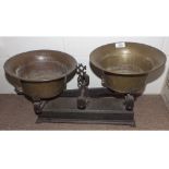 Set of vintage cast iron and brass balance scales, 20" long