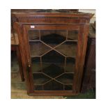 Large 19th century mahogany glazed corner cabinet fitted with three shelf interior, 34" wide