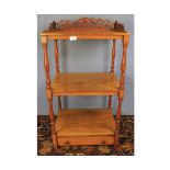 19th century walnut veneered three-tier shelf with single drawer to base, 20 1/2" wide