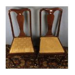 Set of four Edwardian Queen Anne style mahogany dining chairs raised on front cabriole legs