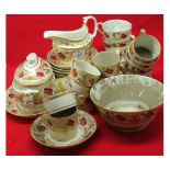 Quantity early 19th century English tea ware decorated with gilt floral detail with red
