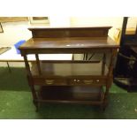 Late Victorian oak buffet or side cabinet, fitted with two central drawers, raised on fluted