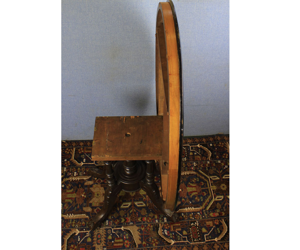 Victorian walnut and inlaid oval loo-table raised on quatre base, 47" wide - Image 2 of 2