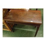 19th century mahogany rectangular card table, raised on square legs, 36" wide