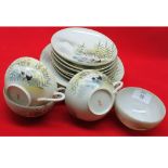 20th century Japanese eggshell part tea set decorated with cranes amongst reeds