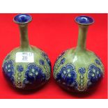 Pair of small Royal Doulton onion formed stem vases, impressed number to base "6478", 7" high