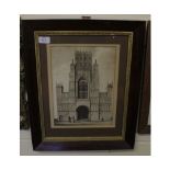 AFTER I WATHEN, ENGRAVED BY MIDDIMAN/JUKES, SEPIA AQUATINT "West Tower and Front of Hereford