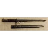 Czech, Mauser bayonet, stamped 37 to the handle and to the blade CSZ, in a numbered and brushed