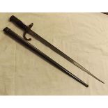 French, Model 1874 Epee bayonet and steel scabbard, (non-matching numbers)