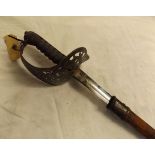 Victorian dress sword, the pierced steel guard with Victorian cypher and sharkskin grips to an