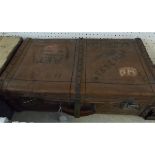 Mixed Lot: metal studded leather suitcase with hand-painted owners details to the cover and