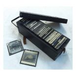 Boer War period collection of glass photographic plates, contained within a wooden box with lift-off