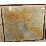Framed “Escape Map”, double sided and depicting Sheet E - Germany Protectorate Slovakia, Poland,