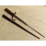 French, Model 1874 Epee bayonet and steel scabbard, (non-matching numbers)