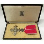 M B E “The Order of the British Empire” in fitted morocco covered case