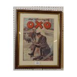 Mounted and framed colour reproduction advertising poster, “Keep On Sending Me Oxo” and depicting