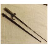 French, Model 1886 Epee bayonet and scabbard, No 077 to the handle