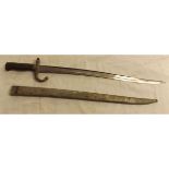 French, Model 1866 sabre bayonet and steel scabbard, (non-matching numbers)