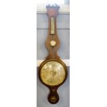 First half of the 19th century mahogany and boxwood line inlaid wheel barometer, F Molton - Norwich,