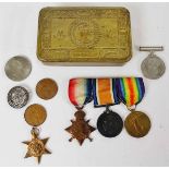 WWII trio comprising, 1914 Star to 40037 Sgte Hill RFA together with BWM and Victory Medal to