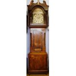 Mid-19th century mahogany cross-banded 8-day long case clock, Richards - Huddersfield, the large