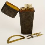 Late 18th/early 19th century shagreen cased instrument case of hinged and tapering form with