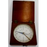 A late 19th Century Mahogany Cased Pocket Compass, of hinged square form, with glazed cover and