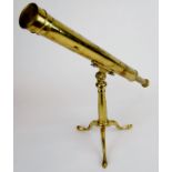 A second half of the 19th Century Mahogany Cased and Lacquered Brass Table Telescope, of typical