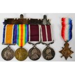 WWI group of five comprising 1914-15 Star to 37383 Gnr A J Cleverley, RGA together with BWM and