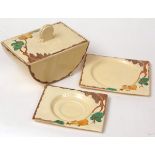 Clarice Cliff Biarritz shape part dinner service, decorated with Orange and Lemons pattern,