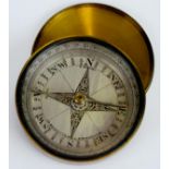 Early 20th century lacquered brass cased pocket compass, R Bailey - 14 Bennetts Hill, Birmingham,