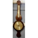 Early 19th century mahogany and boxwood line inlaid wheel barometer, F Molton - Dove Lane,