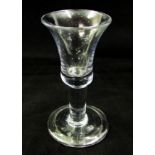 Late 18th/early 19th century small ale glass with trumpet bowl and plain tapering stem, spreading