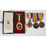 WWI and -WWII group of four comprising 1914-15 Star to 1432 Pte J E Hardy, R Lanc R together with