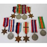 Two WWII groups of four comprising, 39-45 Star, Africa Star 8th army bar, Defence Medal and War