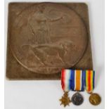 WWI death plaque, Louis John Tredwen, S/310136, 3rd Coy 25th Div Train, Army Service Corps, who died