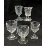 Mixed lot of 19th century and later drinking glasses comprising four large Rummers, plain bowls,