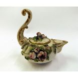 Early 19th century Derby small ewer with single scrolled handle, circular lift-off cover,