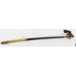 Victorian officer's dress sword, the pierced gilt brass guard with VR cypher and shagreen grips,