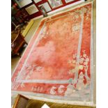 Good quality 20th century thick pile Indian or Chinese carpet decorated with birds, flowering