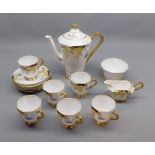 Tuscan china coffee set, plant design comprising tea pot, milk jug, sugar basin and six cups and