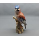Large Continental model of a Jay on tree trunk base, 10 1/2" high