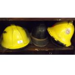 Mixed Lot: three assorted vintage fireman's helmets to include one example marked "Norfolk Fire