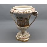 20th century Capodimonte double handled urn 10" high