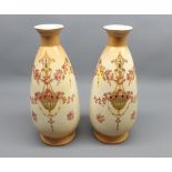 Pair of Fieldings & Co Devon ware baluster vases, 10" high